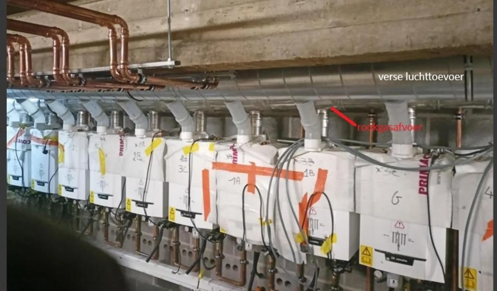 Cascade systeem rookgasafvoer verse luchttoevoer renovatie stookplaats